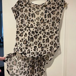 Sheer leopard blouse, high low top